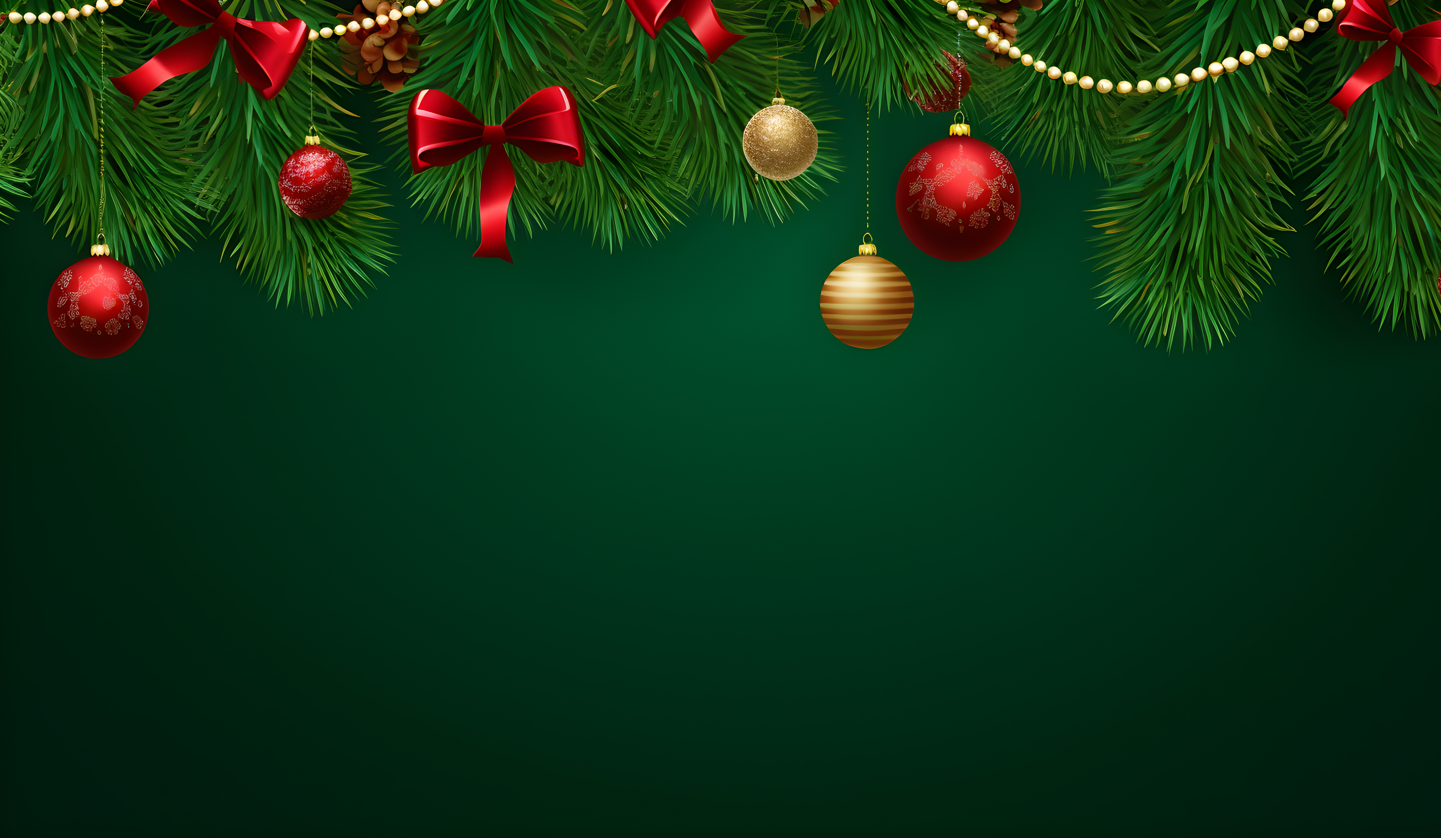 A festive Christmas background with presents and ornaments